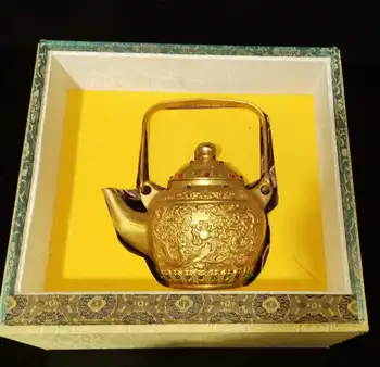 Nádherně Tvarované Měděné pozlacené Konvice Winepot dobře Zachovalé s Grand Řemeslné Číny Ming Dy Xuande Období