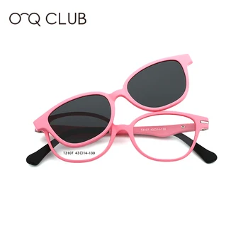 O-Q CLUB Kids sluneční Brýle Polarizované Magnetické Clip-on Pohodlné Brýle TR90 Silikonové Krátkozrakost Brýle Rám T3107