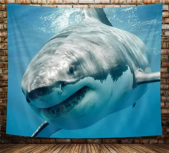 Ocean Art Home Decor Žraločí Čelisti Tusk Horlivost Predace V Podvodní Gobelín Zavěšení na Zeď pro Ložnici, Obývací Pokoj Kolej Dekor