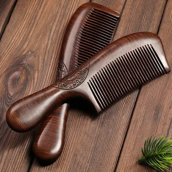 Odolné santalové dřevo oboustranný hřeben na vlasy, kartáč a kadeřnické, vedoucí péče o nástroj