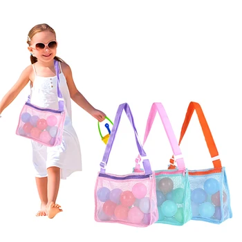 Ok Beach Bag pro Děti, Hračky Organizátor Net Zip, Nastavitelný Ramenní Popruh, Pouzdro pro Skladování Dítě Shell Sbírání Tašku, Kolo, Vědro