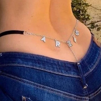 Osobní Abeceda Název Sexy Bikiny G-String Kalhotky Šperky pro Dívky Custom Crystal Dopis Módní Valentýna Ženy Dárek