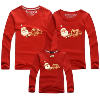 Otec Matka Syn Dcera Oblečení Vánoční Rodinné Odpovídající T-košile Dlouhý Rukáv Bavlněné Karikatura Tisk Ženy Muži Baby T-shirt