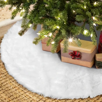 OurWarm Umělé Kožešiny Vánoční Strom Sukně palců, 36 palců Bílé Vánoční Strom Sukně pro Vánoční Strom Domácí Party Dekorace Ozdoby