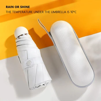 Ovoce Kapsle Deštník Ženy Sluneční Ochrana UV Ochrana Skládací Deštivé Deštník Kapesní Mini Pět-skládací Deštník Paraguas