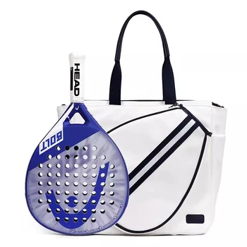 Padel Rakety Bag pro Muže, Ženy Módní Bílá Sportovní Taška přes Rameno Tote Bag pro Badminton Raketa