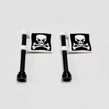 Piráti Vlajka 2x2 s Jolly Roger, bez Zkosené Hrany Stavební Blok MOC Cihlové Část Poláků Hračky Kompatibilní 2335