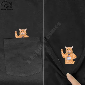 PLstar Cosmos T Shirt letní Módní kapsy Pracovní kočka tištěné t-shirt pánské pro ženy košile Hip hop topy vtipné bavlny odpališť