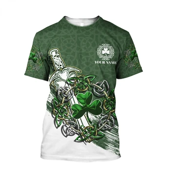 PLSTAR - Irské Keltské tištěné pánské a dámské trička, unisex tričko s krátkým rukávem s vlastní název, Harajuku neformální styl