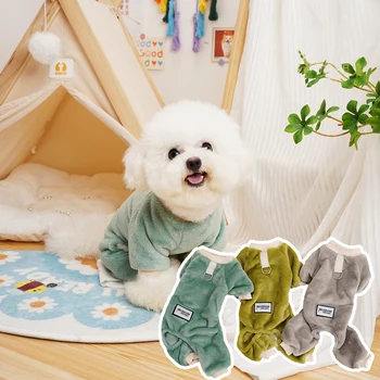 Plyšový Pes Kabát Čtyři-Legged Psa Kombinéze Pyžamo Teplé Zimní Oblečení Pro Psy Flanelové Tepelné Útulný Pet Bunda Puppy Příslušenství