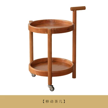 Pobočka odstín retro z masivního dřeva malý vozík pohyblivé skladování stojanu z třešňového dřeva, malý jídelní vozík kruhový zásobník okraj stolu