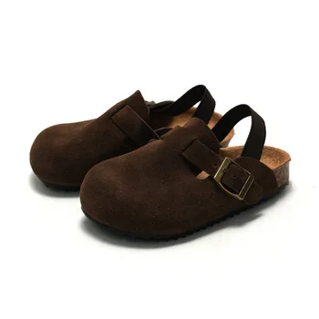 Podzim Zima Nové dětské Měkké Sandály Originální Kožené Chlapecké Plážové Pantofle Baotou Dívčí Matné Kůže Casual Boty