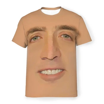 Polyester Tričko pro Muže Meme Nicolas Cage Obří Tvář Humoru Volný Tenké Tričko Novinka Nový Design