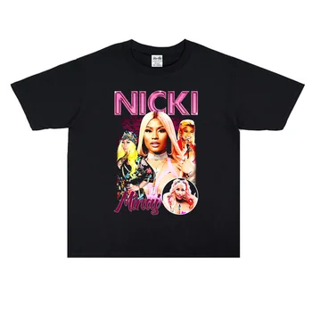 Pravidelné Muži Ženy Vintage T Shirt Mužské Módy 90. let Nadrozměrné Tričko Hip Hop Streetwear Rappeři Nicki Minaj Tisk Grafické T-shirt