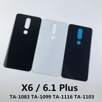 Pro Nokia X6 6.1 Plus TA-1083 TA-1099 TA-1116 TA-1103 Skleněný kryt Baterie Zadní Kryt+Nálepka lepidlo
