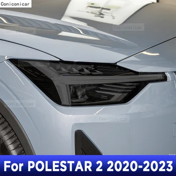 Pro POLESTAR 2 2020 2021 2022 2023 Sportback Příslušenství Auto Světlomet Odstín Black Ochranný Film na Ochranu TPU Nálepka