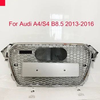Pro RS4 Style Přední Sportovní Hex Mesh Honeycomb Hood Gril Silver Pro Audi A4/S4 B8.5 2013 2014 2015 2016 Auto-Styling Příslušenství