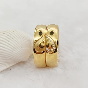 Prsteny pro ženy Výročí Snubní Prsteny Páry, Jeho a Její ve Tvaru Srdce 18k Gold Plated z Nerezové Oceli Šperky