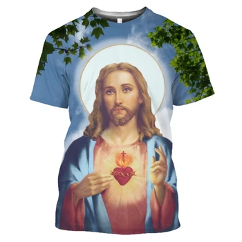 Pánské a Dámské 3D Tisk Náboženské Bůh Top Krista Tričko Comic T-shirt Harajuku Cosplay Cool Krátký Rukáv Street Oblečení