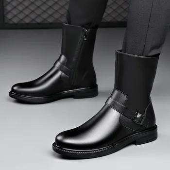 pánské módní chelsea boty, značka designer podzim zimní boty kovboj genuine leather boot party klub vysoké motocykl botas