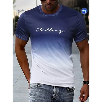 Pánské tričko Gradient 3D Tisk Venkovní Street Krátký Rukáv Tisk Oděvy Oblečení Sportovní Značkové Nadrozměrných Ležérní tričko