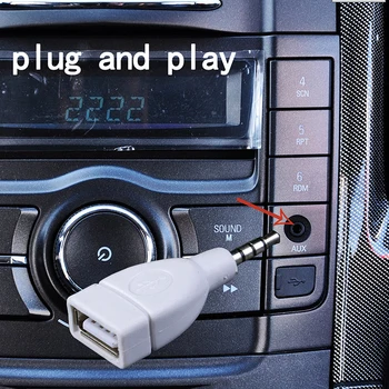 Převodník Adaptér USB 2.0 Samice na 3,5 mm Samec Auto AUX Audio Konektor Jack white
