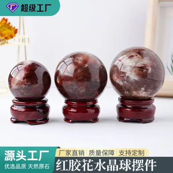 Přírodní oheň quartz crystal red quartz koule koule ozdoby energie míč domácí kancelář dekorace, řemeslné ozdoby velkoobchod