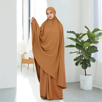 Ramadán Ženy 2 Kus Muslimské Modlitby Nastavit Khimar Abaya Režijní Hidžáb+Sukně Plné Pokrytí Islámu Oblečení Blízkém Východě Bohoslužby