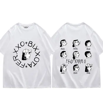 Rapper Feid Ferxxo Tisk T Košile Unisex Módní Vintage Nadrozměrné T-košile, Letní Hip Hop Trend Krátký Rukáv T Tričko Streetwear