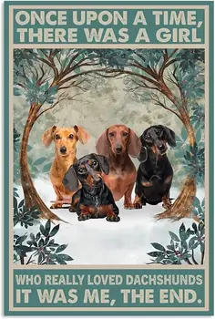 Retro Plakát Americké Jezevčíci v Lese Kovové Plechové Znamení Home Decor Art Psy umělecká Díla Pro Obývací Pokoj Domácí Dekor