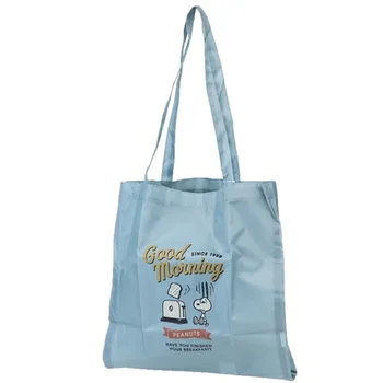 Roztomilé Snoopy Tenké Skládací Eco-Friendly Nákupní Taška Dojíždění Taška Double Pocket Velká Kapacita Taška Přes Rameno