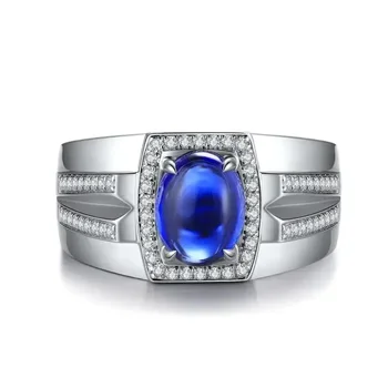 RUIF 2024 Hot Prodej 3.24 ct Královská Modrá Barva Lab Sapphire Prsten S925 Stříbro Engagementring Muži