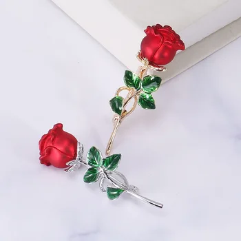 Růže Květinové Brože pro Ženy Lady Módní Vintage Elegantní Smalt Květinové Pin Léto Design Den svatého Valentýna Dárek