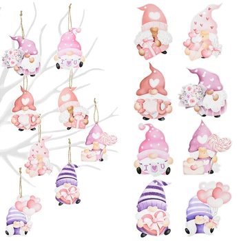 Růžové Tváře Gnome Papírové Přívěsky Ozdoby Oslavte Den Strom oběšenců Dárek DIY Domácí Dekorace Svatební Party Dodávky