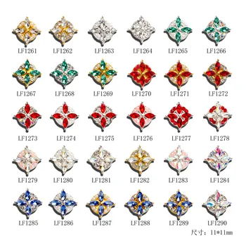 Sada 10 Sad Čtyři-Leaf Clover Vzor 3D Crystal Nail Dekorace Drahokamu Nehty Malý Drahokam Šperky na Nehty Salon Dodávky