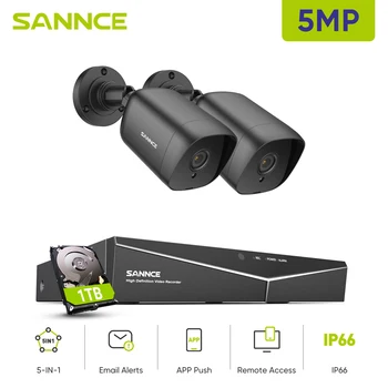 SANNCE 8CH 5MP Lite Video Bezpečnostní Systém CCTV Kit pro Noční Vidění S 2X 5MP Vodotěsné Kamery H. 264+ DVR