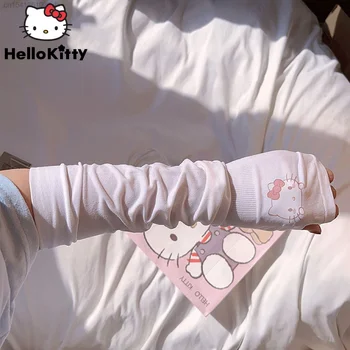 Sanrio Hello Kitty Cute Led Hedvábí, Anti-úpal Rukáv Letní Kawaii Uv Ochranné Pouzdro Pro Arm Cover Muslimská Žena Paže Manžety