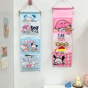 Sanrio Hello Kitty Nástěnný Úložný Vak Anime Cinnamoroll Dívky Ložnice Zeď Rozdělené Pouchbag Drobnosti Taška Dárky