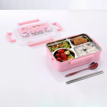 Sanrio Kawaii Hello Kitty Lunch Box Anime Karikatura Studenty, Děti, Administrativní Pracovníci Safe Food Grade 304 Z Nerezové Oceli Oběd Box