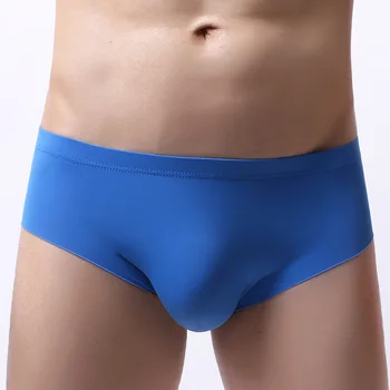 Sexy Spodní Prádlo Muži Slipy Šortky Tenký Led Hedvábí Nízkým Pasem Kalhotky Pevné U C Pouzdro Bezešvé Spodky
