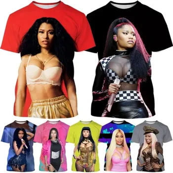 Sexy Zpěvačka Nicki Minaj 3d Tisk Módní Pánské Ležérní Kolem Krku s Krátkým rukávem T-shirt Top Cosplay Pánské Oblečení