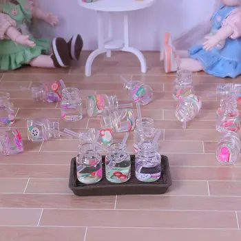 Sklo Domeček pro panenky Ovoce Slámy Cup 3D Mini BJD Doll Kuchyně Slámy Cup Pryskyřice Roztomilé Miniaturní Model Nápoj Poháry Doll House Decor