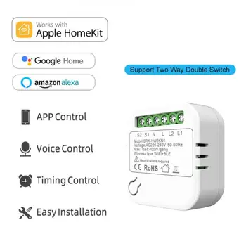 Smart Switch Mini Wifi Relé Jistič 2-way Dvojitý Přepínač Siri Hlasové Ovládání Přepínač Bezdrátové sítě Práce S Homekit Alexa Google