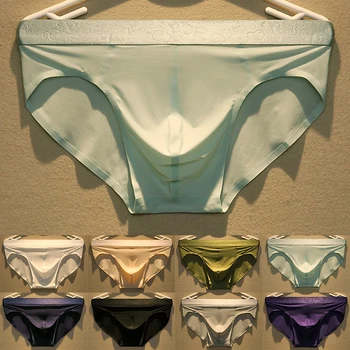 Spodní Prádlo Muži Kalhotky Ice Hedvábí Sexy Konvexní Pouzdro Kalhotky Pevné Rychleschnoucí Pohodlné Prodyšné Spodní Kalhotky Spodní Prádlo