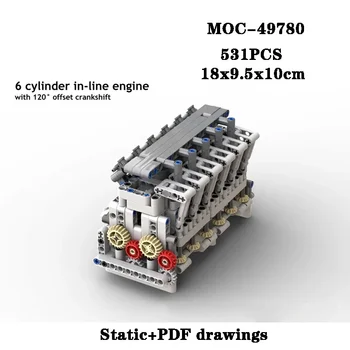 Stavební blok MOC-49780 řadový 6-válcový motor statické verze assembly building block 531PCS dospělé a děti, hračka, dar