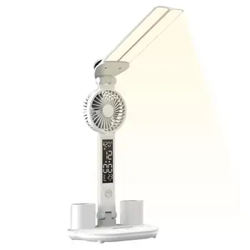 Stolní Lampy Pro Domácí Kancelář Dvojitá-Hlava LED psací Stůl Světlo LED psací Stůl Světlo S Teploměrem Kalendář Ventilátor Pero Držák Pro pracovní Stůl