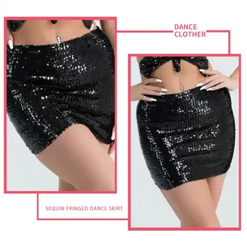 Sukně Flitry Vysokým Pasem Mini Sukně pro Ženy Slim Fit Reflexní Výkon Jevištní Show noční Klub Taneční Oblečení Pouzdro Flitr