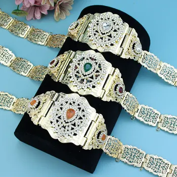 Sunspicems Zlatá Barva, Arabské Ženy Pásu Kovů Pasu Řetězce Maroko Kaftan Pás Alžírsko Nevěsta Svatební Šperky Nastavitelná Délka