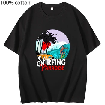 Surfování Paradise T-Shirt Kreslený T Košile pro Muže Streetwear Ženy 100%Bavlna Trička Manga/Komiks Příležitostné Letní Top s Krátkým Rukávem