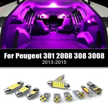T10 12v Auto LED Žárovky Pro Peugeot 301 2008 308 3008 2013 2014 2015 Auto Interiér Kopule Lampy na Čtení Kufru, Světla, Doplňky
